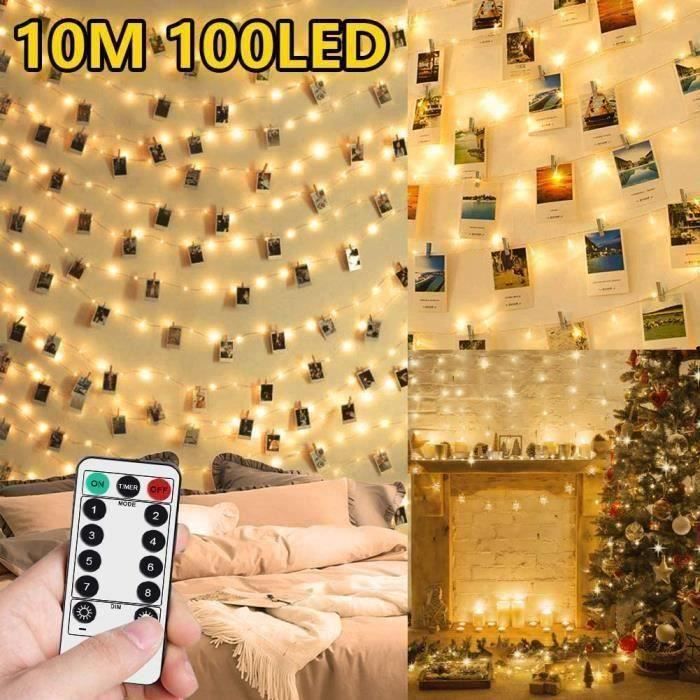 Guirlande Lumineuse Porte-Photos 5m 40 LEDs – Blanc Chaud 120 Lm, Pile, Idéale Déco Intérieur & Cadeau