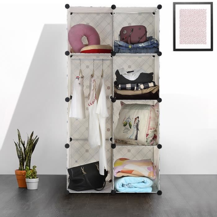 IKayaa Mode Multiusage Armoire Penderie 8 Cubes Modulable Meuble