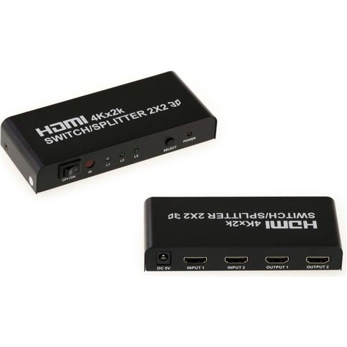 Switch Splitter HDMI - 2 entrées vers 2 sorties Résolution 4K (2160x3840)  Avec Telecommande - Cdiscount TV Son Photo