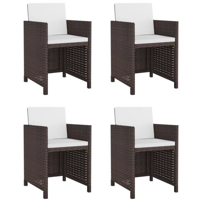 FASHTROOM Salon de jardin encastrable 5 pcs avec coussins Rotin Marron 111607
