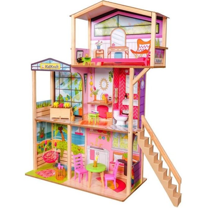 KidKraft - Maison de poupées Blooming Spring Garden en bois avec 31 accessoires inclus
