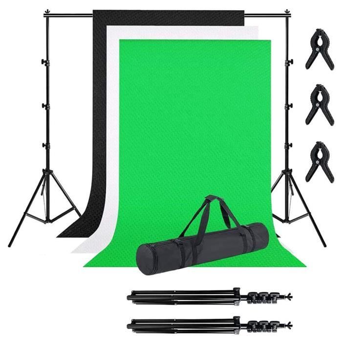 LARS360 2.6M x 3M Support Système de Toile de Fond avec, Fonds Support Système 1.8M x 2.8M Backdrop (Blanc, Noir, Vert)