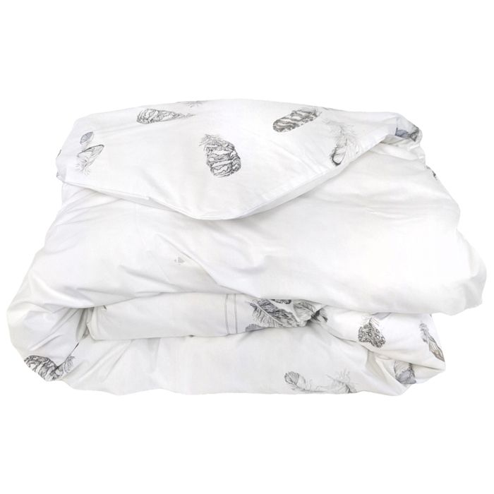 Linnea - Housse de couette percale pur coton plumes 300x240 cm - Blanc