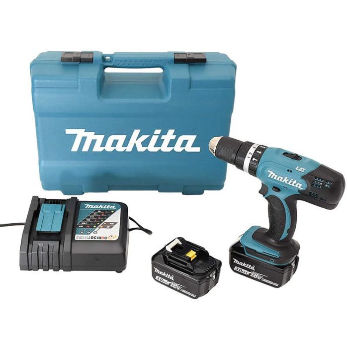 Perceuse à percussion 18V LXT 2x3 0 Ah avec 74 accessoires MAKITA DHP453RFX4