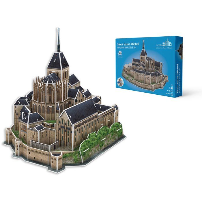 Megableu Puzzle 3D MONT SAINT MICHEL Maquette Monument Historique Officielle Assemblage Facile Sans Colle ni Outils Puzzle 3D pour Adultes et Enfants dès 125 Pièces 39x26x27cm