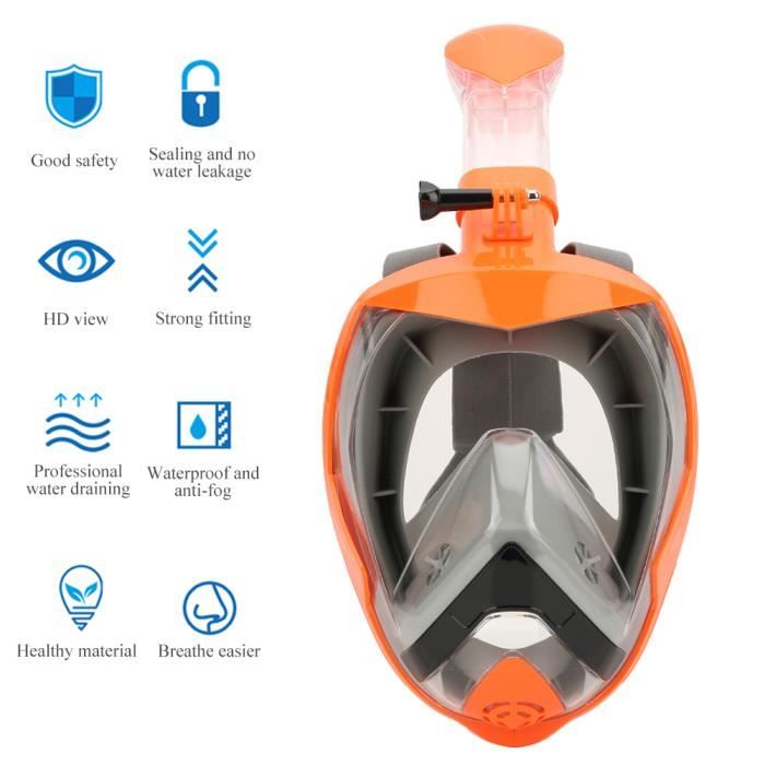 Masque de plongée Sec avec Tuba - Grand de Vision panoramique pour Adulte - Masque sous- en Silicone - Noir/Bleu/Rose - Facile à Utiliser - Portable