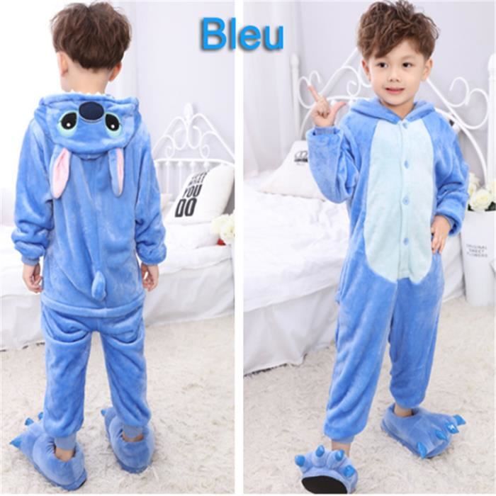 Pyjamas Ensemble Hiver Enfant Garcon Fille Combinaison Crquant a Capuche Serveitte Habits de Bain Bleu Cdiscount Pret a Porter