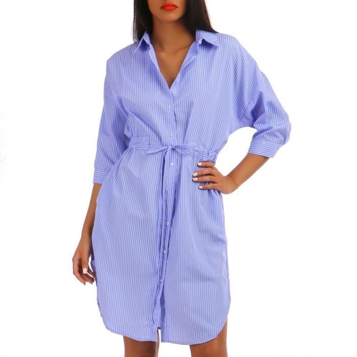 robe chemise bleu clair