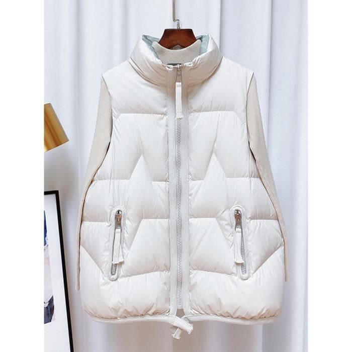 Lagagogy Doudoune Courte en Duvet de Canard Blanc pour Femme Gilet