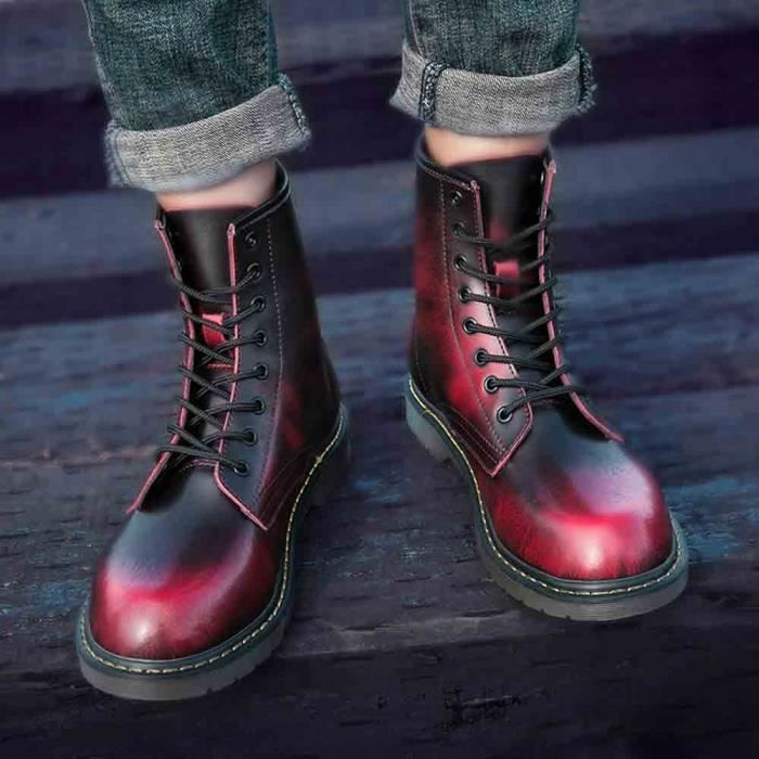 Angleterre Hommes Vintage Outillage Bottes militaires Mode Bottes Bottes moto Rouge RjL4A5
