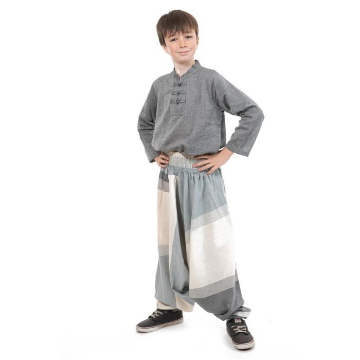 Fantazia Pantalon Sarouel Enfant Sarwel Enfant 3 En 1 Ceinture Elastique Blanc Ecru Cdiscount Pret A Porter