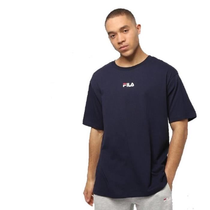 T Shirt Fila Hommes Bender Tee Bleu Col arrondi Manches courtes Bleu Cdiscount Pret a Porter