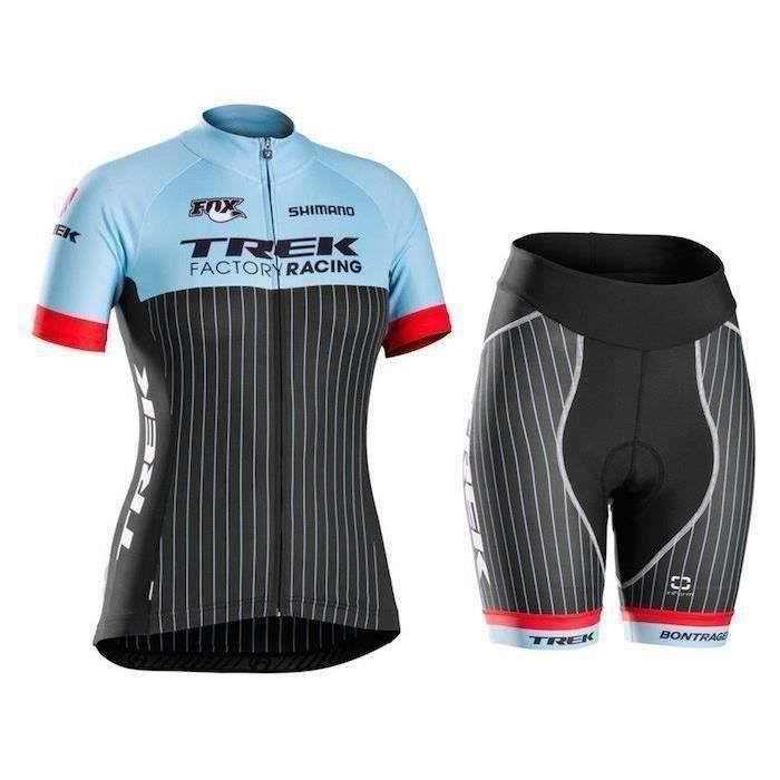 TREK Maillot de Trek Cyclisme Femme Manches Courte Tenue de Cycliste +  Cuissard Vélo Ville Ensemble de VTT Vêtement Equipe Pro - Cdiscount Sport