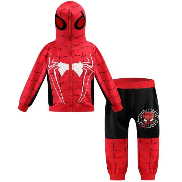 Enfant Costume deux pieces Spiderman Encapuchonne SWEATSHIRT Pull a capuche Noir Noir Cdiscount Pret a Porter