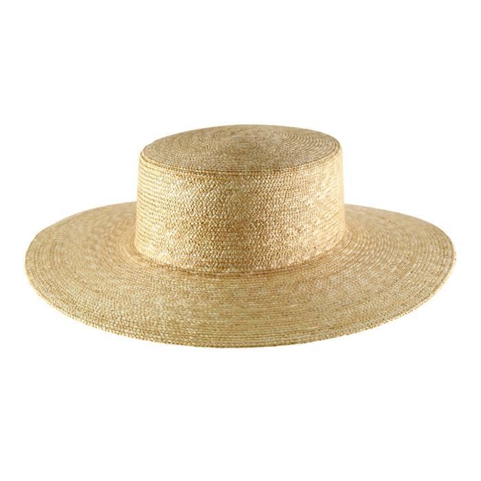 Classic Italy - Cappello Paglietta Tesa Larga Canotier Luxe Large - Size 53 cm