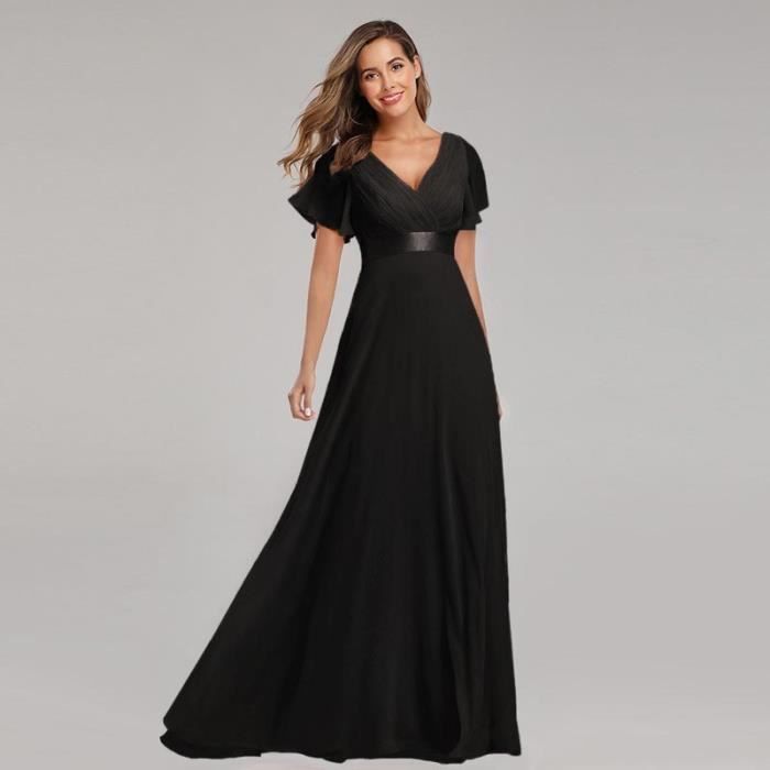 Robe de Soir e Longue Mousseline de Soie Pour Femme Manches