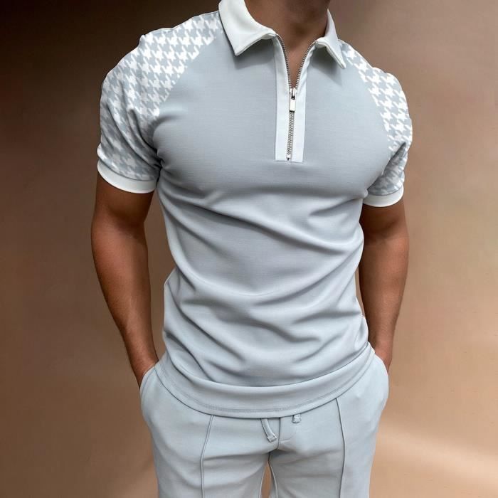 T-shirt à Manches courtes Imprimé Polo pour Hommes Gris