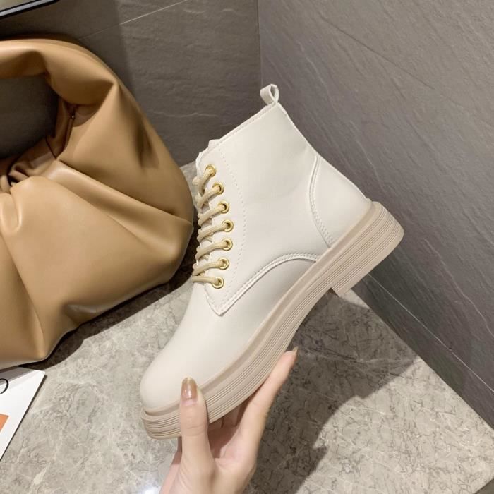 Bottines Femme Cuir Blanc Blanc Cdiscount Chaussures