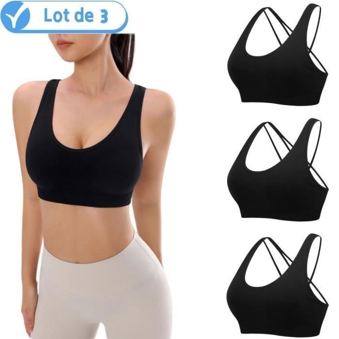 Soutiens gorge de sport pour femme Sans fil Yoga Fitness Course a pied Lot de 3 Noir Cdiscount Sport