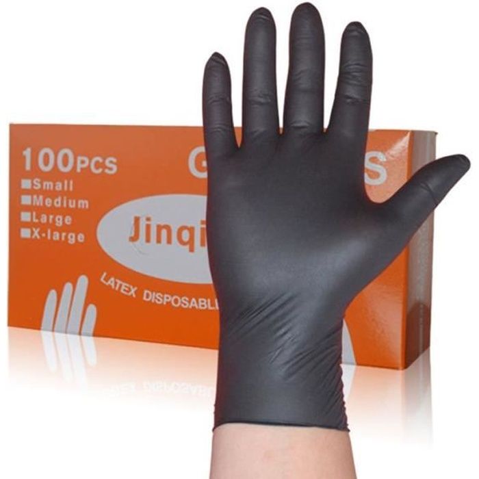 Chamäleon Lot DE 80 Gants jetables en Nitrile Noir Taille XL 