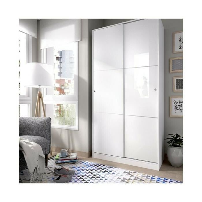 Armoire Avec 2 Portes Coloris Blanc Brillant Dim H 204 X L 100