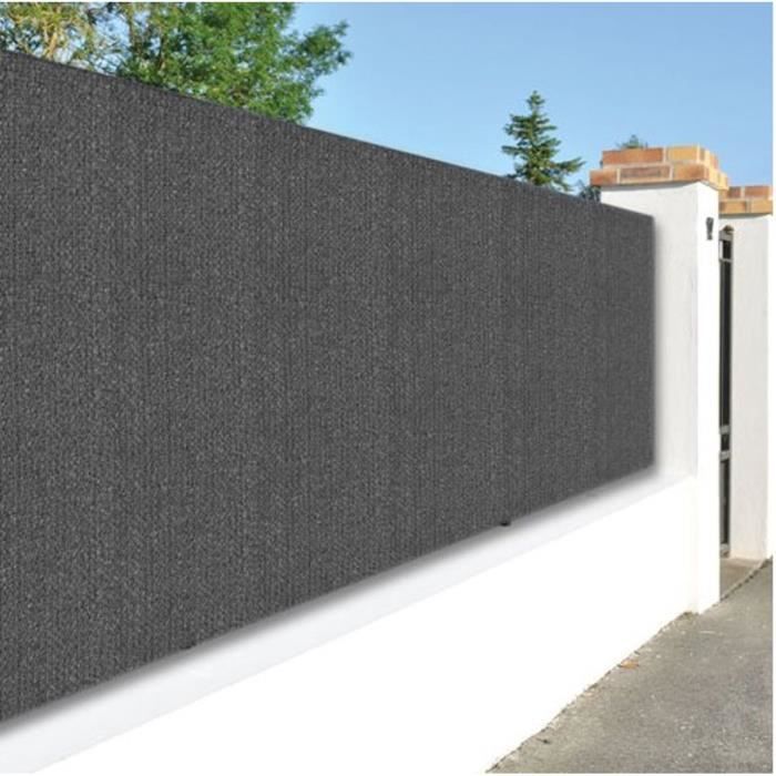 Brise vue, toile HDPE 300g/m² de jardin en polyéthylène 300g/m² coloris gris anthracite - Dim : 1,20 m x 25 m