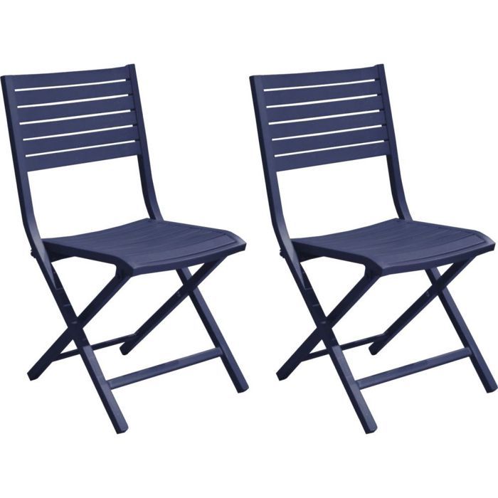 Chaise de jardin pliante en aluminium Lucca (Lot de 2) - PROLOISIRS - Bleu - Garantie 3 ans