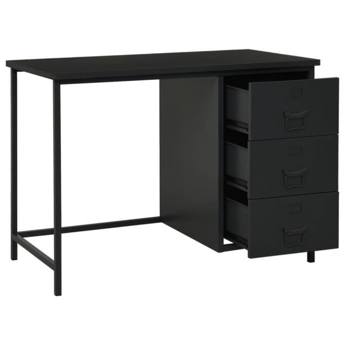 Bureau Industriel avec Tiroirs en Acier
