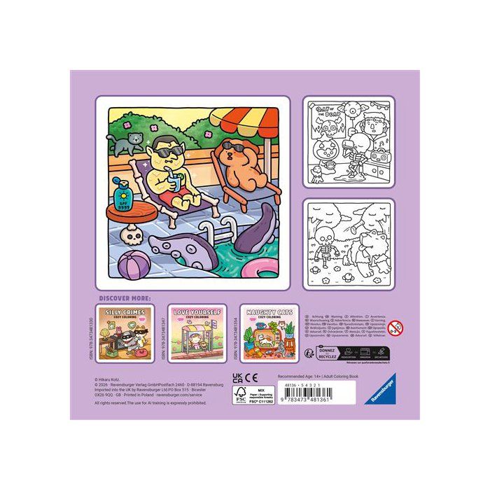 Ravensburger – Cozy coloring – Silly Spooky – Coloriage adulte – Activité détente et créative – 48136