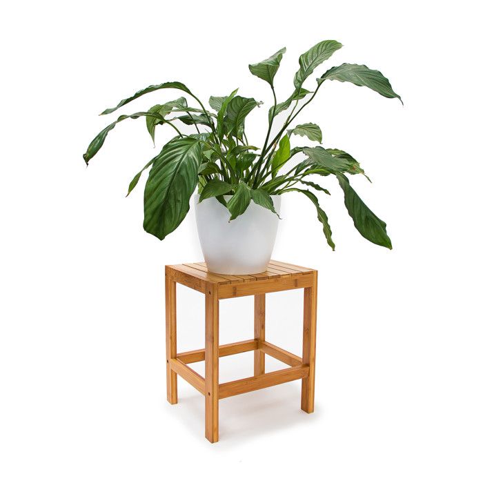 Relaxdays Tabouret en bambou Table pour plantes tabouret salle de bain HxlxP: 40 x 28 x 32 cm table appoint déco nature