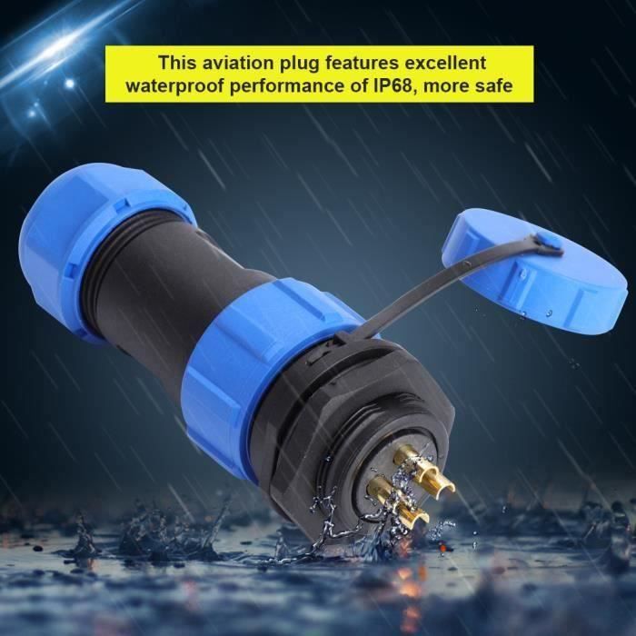 Connecteur Aviation SP21 2 Broches IP68 Étanche - Prise Femelle Et Mâle Avec Verrouillage Fileté