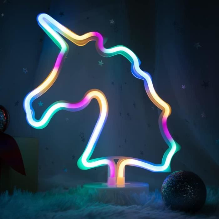 Licorne Lumineuse Néon Led Panneau Néon Multicolore Fonctionne Sur Pile ...