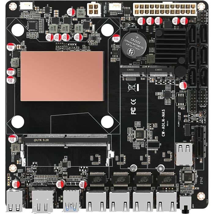 Carte Mère NAS Intel N100 – Mini-ITX, 6 Baies SATA3, 4x2.5G, BKHD