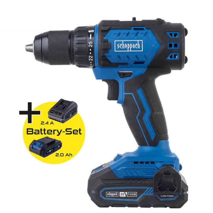 Perceuse visseuse percussion sans fil BC CD60 X brushless 60 Nm mandrin 13mm SCHEPPACH 20V IXES Batterie 2Ah + chargeur 2.