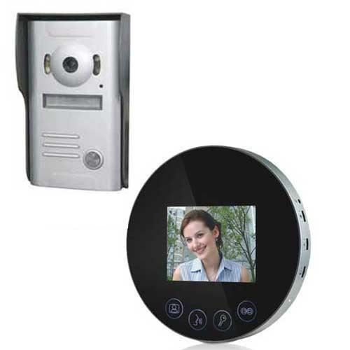 Interphone vidéo Miroir rond - JOD-1 - Vision nocturne - Noir - Filaire - 4,3 pouces