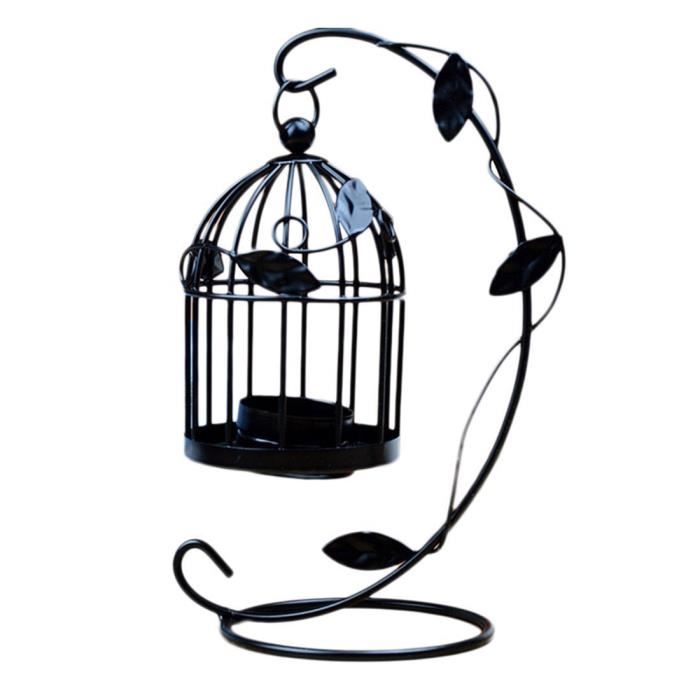 Bougeoir Lanternes En Metal De Photophore De Forme De Cage Doiseau Decoration De Table Vintage De Maison Et De Mariage Noir
