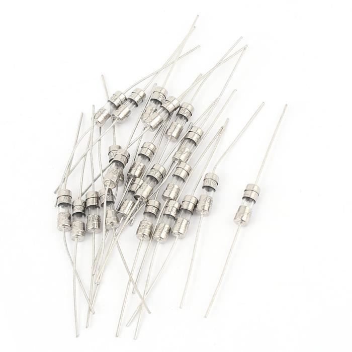 sourcingmap 20 pi/èces AC 250V 2A 4x11mm Rapide-coup Agissant Fil Axial Fusible En Verre Tuyau