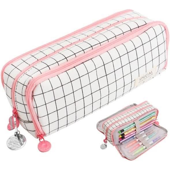 COLOCASTLE Trousse Scolaire Grande Capacité 3 Compartiments Violet - Sac à Crayons Organisé Pour Étudiants Et Bureau