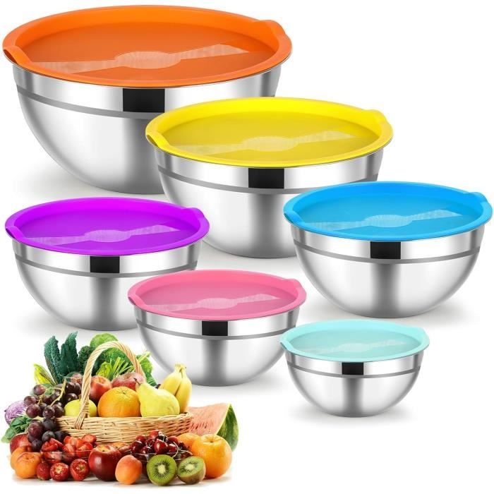 Youngever Lot De 9 Grands Bols En Plastique 3L - Bols Mélangeurs Saladiers Colorés Rainbow