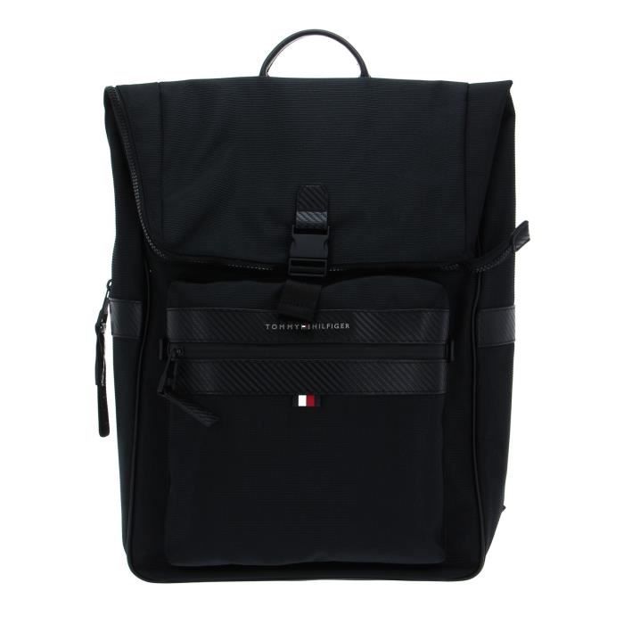 TOMMY HILFIGER Elevated Nylon Flap Backpack Black [154032] sac à dos