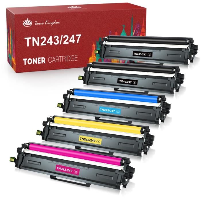 ColorKing Compatible Cartouche de Toner Remplacement pour Brother TN247 TN243 TN-243CMYK pour MFC-L3750CDW DCP-L3550CDW MFC-L3770CW HL-L3210CW HL-L3230CDW HL-L3270CDW Noir Cyan Jaune Magenta, 5 Pack