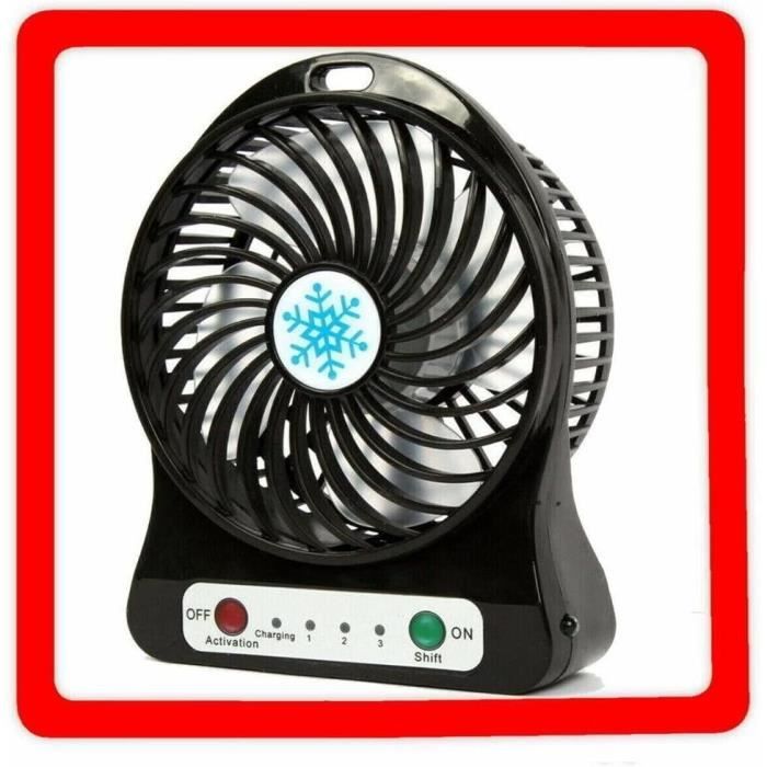 Mini Ventilateur De Table USB JATEKA - Batterie 2600 MAh, 3 Vitesses, Pivotant 180° - Silencieux, Portable