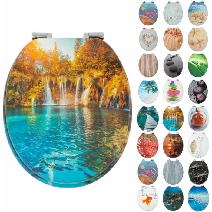 Abattant Wc Antibactérien En Bois Mdf Robuste Avec Système D