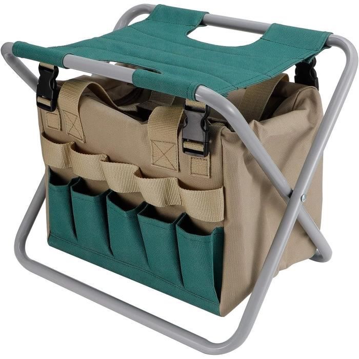 TVON Tabouret Pliant Avec Dossier | Portable Extérieur | Charge 204kg | Jardin Camping Pêche | Anti-Dérapant