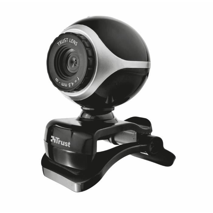 Trust Exis Webcam avec Microphone Intégré USB 2.0 - Noir-Argent