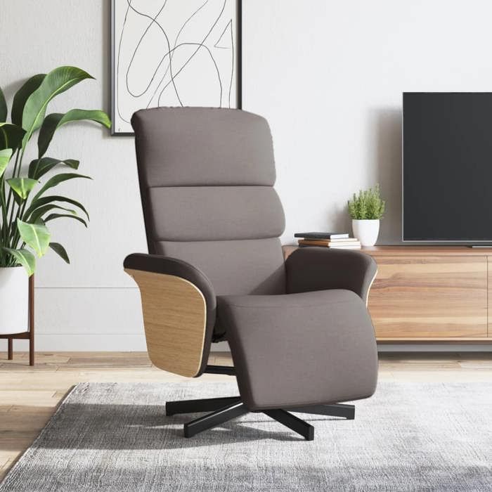 vidaXL Fauteuil inclinable avec repose-pieds taupe tissu 356606