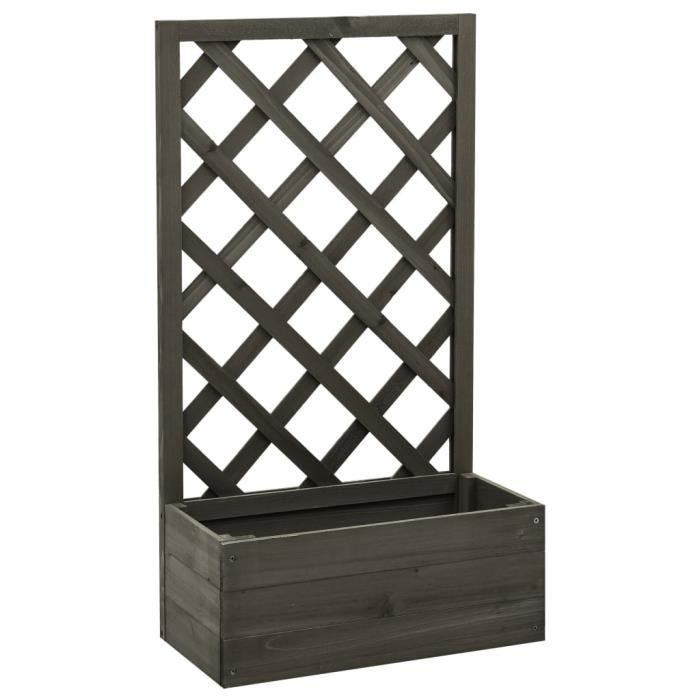 PromoBac A Fleurs LMT - Jardinière à treillis de jardin Gris 50x25x90 cm Bois de sapin 3Kg