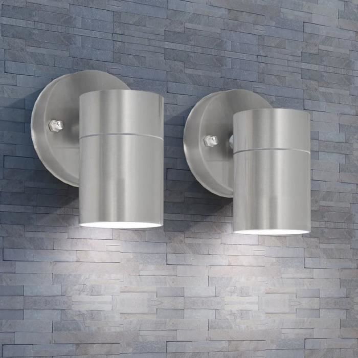 vidaXL Applique murale LED d'extérieur 2 pcs Acier - vue 3