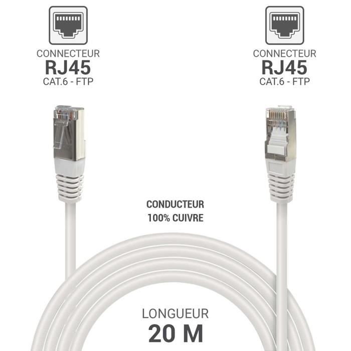 Câble RJ45 Ethernet Réseau Cat 6 FTP 33549 blindé 250MHz conducteur 100 ...