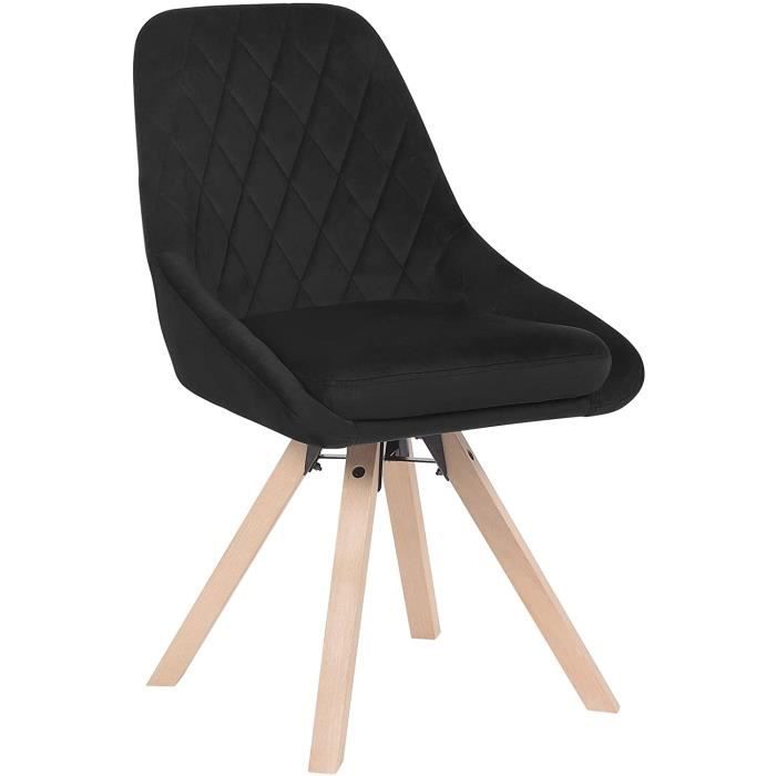 woltu chaise pivotante de salle à manger, chaise de cuisine en velours, pieds en bois massif, noir bh359sz-1